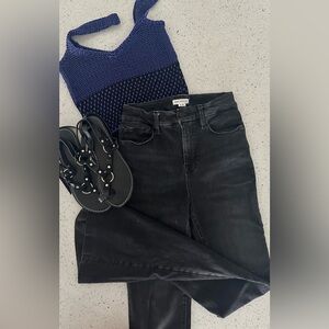 Good American Jeans Charcoal Black Flare Leg